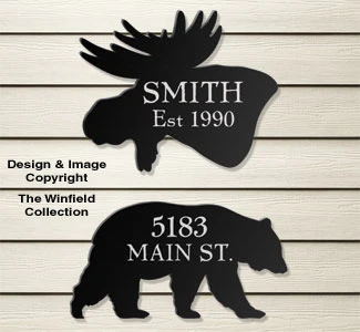 Bear & Moose House Plaques Wood Pattern