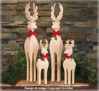 Compound Cut Deer Family Scroll Saw Pattern - Downloadable
