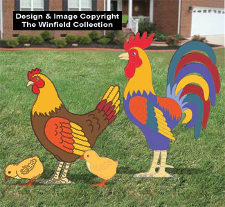Giant Rooster, Hen & Chicks Pattern Set (W1984 & 2115)