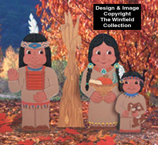 Indian Family & Corn Stalk Woodcraft Pattern