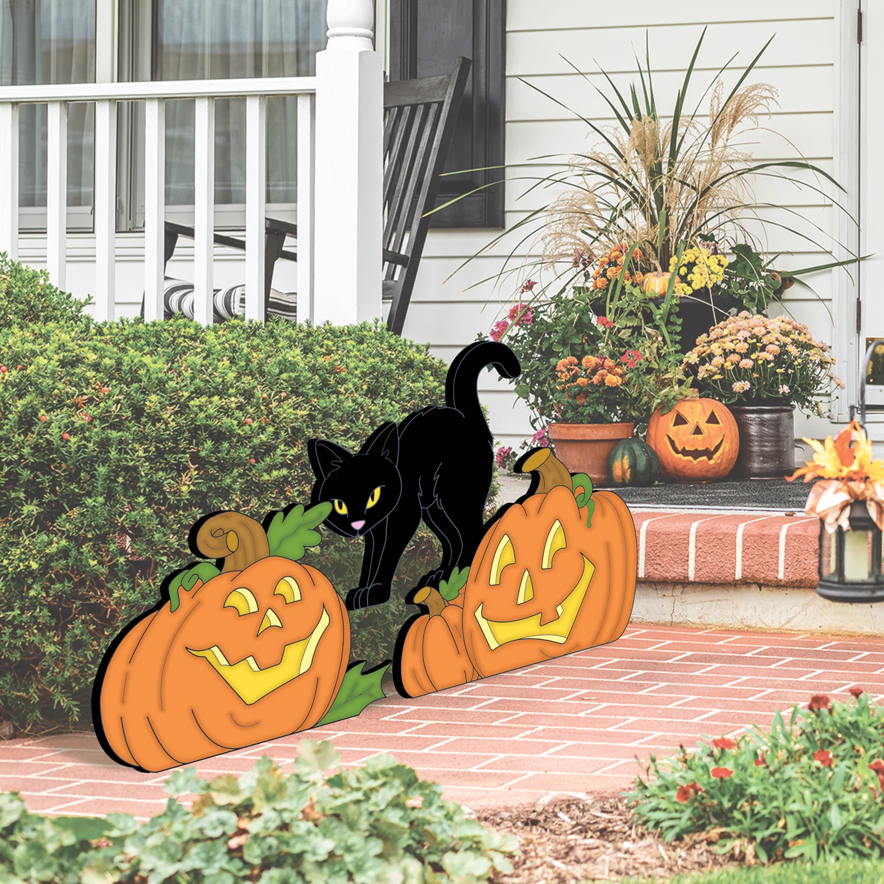Kitty-in-the-Pumpkin-Patch Woodcraft Pattern(W)