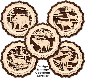 Layered Wildlife Coaster Pattern Set #1