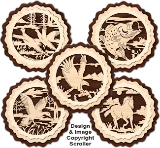 Layered Wildlife Coaster Pattern Set #2