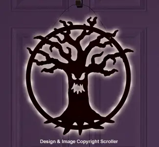 Lighted Spooky Tree Door Decor Design Pattern
