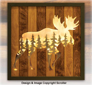 Lighted Wilderness Wall Art - Moose Scroll Saw Pattern