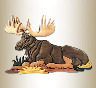 Lying Moose Intarsia Scroll Saw Pattern