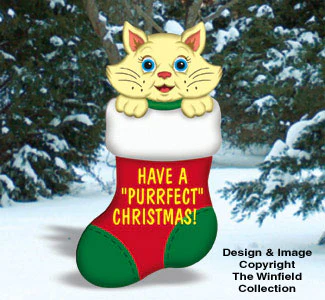 Purrrfect Christmas Stocking Wood Pattern