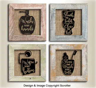 Raised Bathroom Silhouette Wall Art Pattern - Downloadable