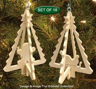 Slotted Christmas Tree Ornament Scroll Saw Pattern Set - Downloadable