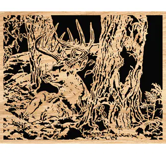 "Time to Rest" Buck in Forest Scroll Saw Pattern