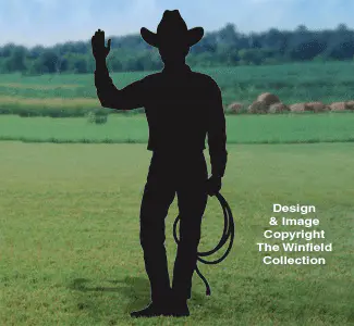 Waving Action Cowboy Shadow Wood Pattern